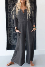 Load image into Gallery viewer, Wide-leg Charcoal Jumpsuit